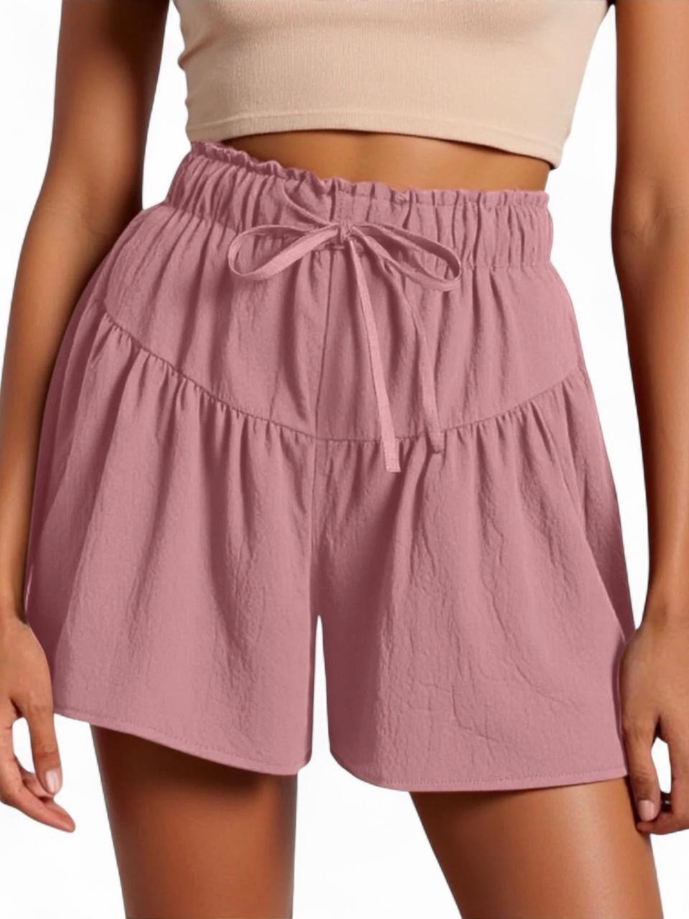 Plus Size Women’s Flowy Pink Drawstring Shorts